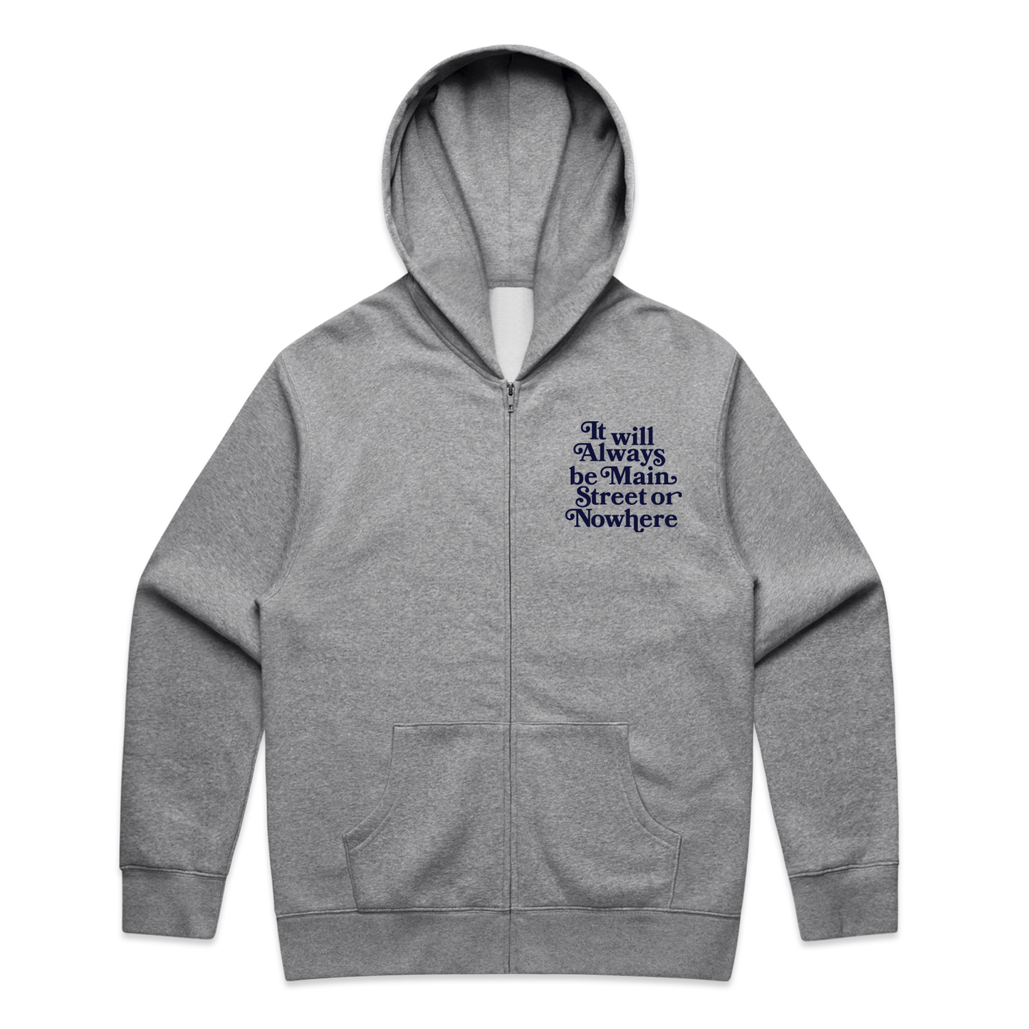 Main Street or Nowhere Zip Up Hoody (Grey)